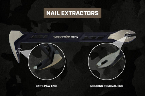 10 Inch Cats Paw Nail Puller Pry Bar in High Carbon Steel with dual strike zones, precision honed claws, and two nail pullers