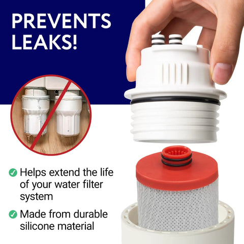 Hand holding filter with black silicone O-ring, part of 15 Piece O Ring Variety Pack For Water Filters Compatible With Aquasana Claryum AQ Under Sink Systems