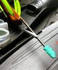 Spear Shaft Tip Protector Soft Safety Cap for 7 to 8 mm Spear Shafts and 9/32 to 5/16 Inch Tips, shown on a spear, teal color.