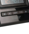 Close-up of Digital Multi Color Wireless Weather Forecast Station With Indoor Outdoor Sensor Real Time Temperature Humidity Readouts Color Display Forecast Icons And Alerts For Weather Nerds And Easy Home Weather Monitoring, showing buttons and display.