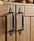Mystic Colonial Rustic Cast Iron Barn Door Handles Set Of 2 In Black Finish on wooden cabinet doors