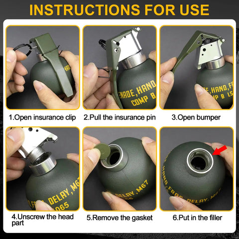 Instructions for Dummy Grenade Replica Made From Durable Nylon Plastic For Airsoft Tactics And Cosplay Gear Lightweight Nonfunctional Prop