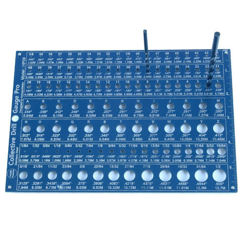 3 In 1 Stainless Steel Drill Bit Gauge Pro With 118 Holes, Ultra Precise 0.0008 Inches, Blue PVD Finish, Showing Hole Sizes