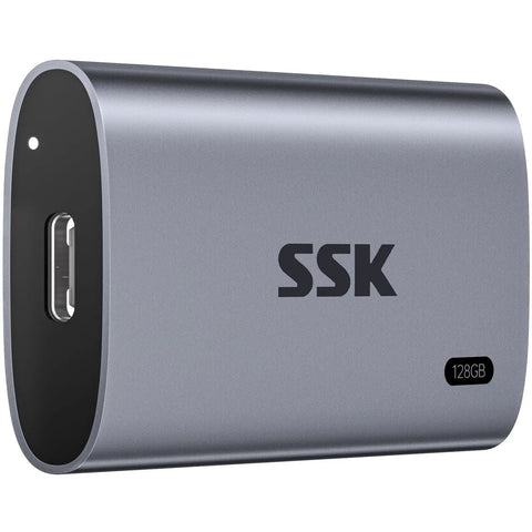 128GB Portable External SSD Drive With Snappy Read And Write Speeds Up To 550 MB Per Second For Quick On The Go Backups, Media, And File Transfers For Laptops, Desktops, And Enthusiast Setups. Silver USB-C SSD with 128GB label