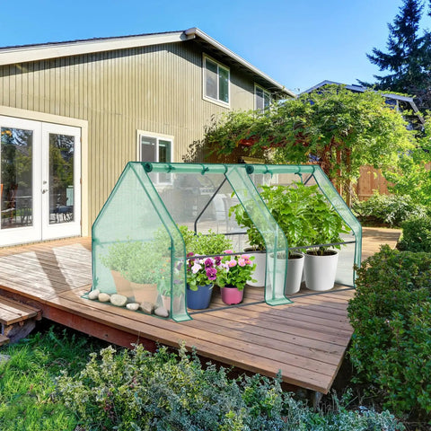 Portable Mini Greenhouse For Outdoors 71 By 36 By 36 Inch With Dual Large Zipper Doors Ground Stakes Waterproof And UV Protected Plastic Green House For Patio Garden Backyard No Tools Needed All Weather Ready