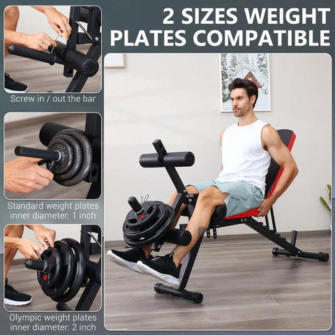 800 Lb Adjustable Weight Bench For Home Gym With Leg Extension And Leg Curl Preacher Curl Bench Multi Position Backrest