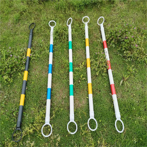 Heavy Hitter Retractable Traffic Cone Barrier 10 Pack with colorful flexible PVC arms for roadwork and job sites.