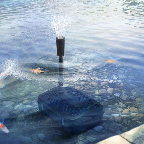 All In One Pond Filter Fountain System Kit With 260 GPH Submersible Pump For Ponds Up To 790 Gallons in clear pond water