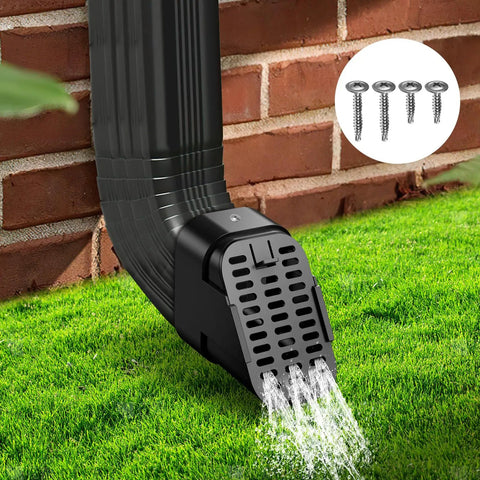 Type B Downspout Extensions for 3x2 and 4x3, Removable Gutter Cover With Diverter, Leaf Guard And Splash Guard, Durable Black Finish