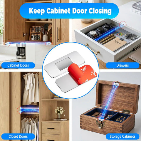 Ultra Thin Magnetic Cabinet Door Catch 9 Pairs No Drill Peel and Stick Adhesive Magnets for kitchen cabinets drawers closets