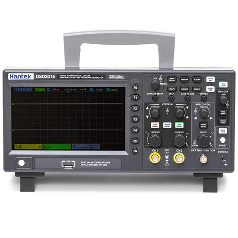 Front view of Budget Friendly Digital Storage Oscilloscope With 150 MHz Bandwidth, Two Channel, GSa Per Second Sampling, 8M Memory Depth.