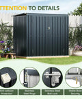 Outdoor Trash Can Storage Shed 6x3 Ft Metal Garbage Bin Enclosure with Lift Up Lid, gas strut, lockable double doors in garden setting