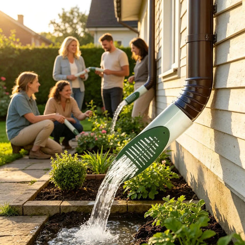 Angled Drainage Grate For Yard And Outdoor Drainage, 4 Inch Emitter Grate With Built In Grille Cover in use during garden irrigation