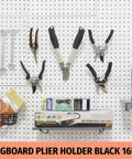 16 Pack Pegboard Pliers Holder Set In Black Stainless Steel For Garage Organization holding tools on pegboard