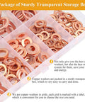 Copper Washers Kit 228-Piece Set Must-Have 10 Sizes M5 M6 M8 M10 M12 M14 M16 Flat And Sealing Copper Washers in Storage Box
