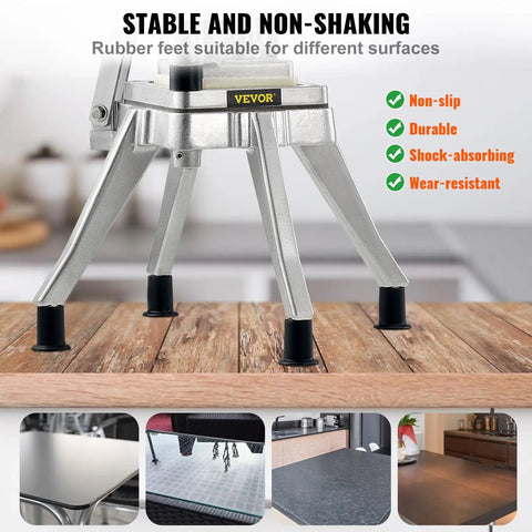 Commercial Vegetable Chopper With Four Replacement Blades, Heavy Duty Stainless Steel Cutter on countertop