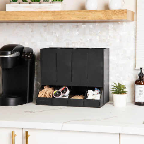 Four Compartment Coffee Pod Dispenser For Breakroom Holds Up To 120 Pods Keeps Your Coffee Station On Point Black Plastic Organizer