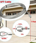 2 Pack 8.5 Foot Galvanized Steel Garage Door Lift Cable For 7 Foot Torsion Spring, Heavy Duty Residential Replacement, One Eighth Inch Diameter