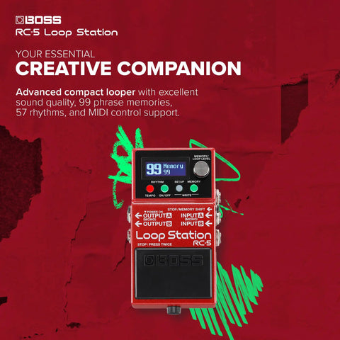 RC-5 Loop Station: Compact Pedal for Next-Level Looping, 32-Bit AD-DA and Floating-Point Processing, 13 Hours Recording