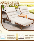 Waterproof Outdoor Chaise Lounge Cushion With Ties, 71 By 21 By 4 Inches, Cream Color Replacement Pad For Patio Furniture, Plush Comfort, Durable Polyester Fabric, All Weather Ready