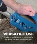Using Deck Jig For Precise Concealed Deck Screw Installation And Smooth Plank Alignment With Three Hardened Steel Drill Guides