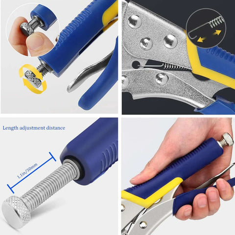 Close-up of locking mechanism and adjustment features of 10 Inch Hand Seamer for Sheet Metal Bending with Flat Jaw