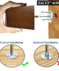 Wood Furniture Legs 3 Inch Sofa Legs Pack Of 4 Square Couch Legs Brown Eco Friendly Rubber Wood Mid Century Modern Replacement For Armchair Recliner Coffee Table Dresser Easy To Install Pre Drilled For Five Sixteenth Inch Bolts installation guide with correct and incorrect examples