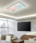 2x4 Foot Fluorescent Light Cover With Pink Clouds Backlit Film Reduces Glare And Eye Strain Easy To Install For Classrooms Offices Sensory Rooms Universal Fit For Standard 2x4 Fixtures in modern office ceiling