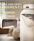 MOJOCO white portable compact clothes dryer with top control panel; 22 lb capacity, holds up to 9 garments.