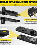 Hidden Door Hinge With 360 Degree Pivot, Beefy Heavy Duty Stainless Steel diagram showing adjustable design and bearing process.