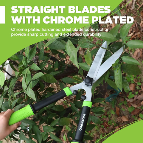 23 Inch Hedge Trimmers With Chrome Plated Steel Blades And Ergonomic Handle For Quick Pruning Of Borders Boxwood And Tall Bushes