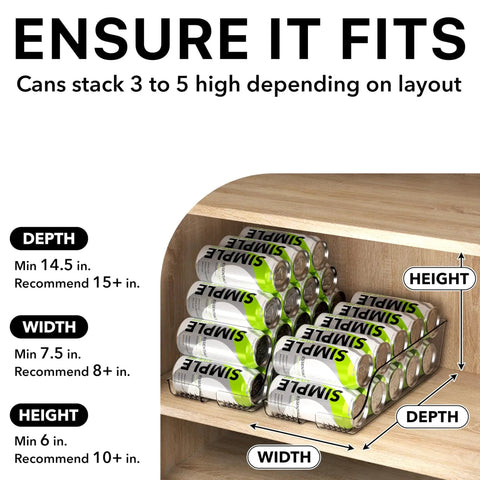 Tall Skinny Can Organizer And Dispenser For Fridge And Pantry Clear Set Of 2 Holds 12 Oz Skinny Cans And 16 Oz Regular Cans example