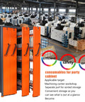 Heavy Duty CNC Tool Holder Cabinet With Massive Capacity Vertical Drawers For Shop Floor And Machining Centers Sturdy Steel Frame With ABS Drawer System Waterproof And Scratch Resistant Tool Storage, orange cabinet open