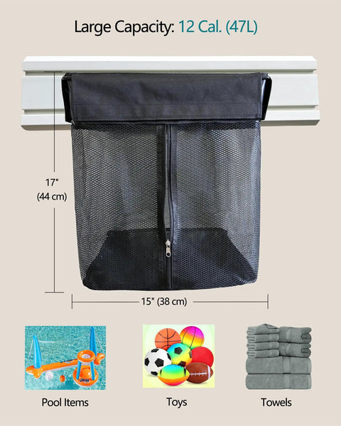 Mesh Slatwall Storage Baskets With Zipper Collapsible Hanging Organizer Set Heavy Duty Metal Frame 2 Pack showing 12-gallon capacity