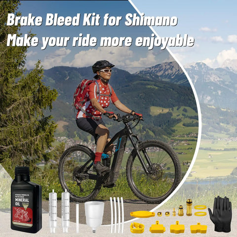Shimano Hydraulic Brake Bleed Kit For Disc Brakes, Easy To Use Bike Hydraulic Bleed Tool With 150ml Mineral Oil Fluid displayed