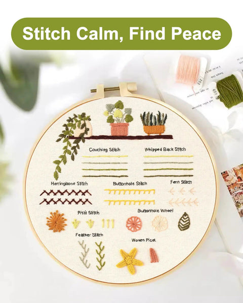 Beginner Embroidery Kit Set for Adults and Teens, Learn 30 Plus Stitches With Clear Instructions and Video Tutorials, DIY Cross Stitch Kit with hoop and pattern cloth.