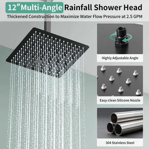 Top Shelf Matte Black Shower Faucet Set Featuring Dual Shower Heads And Wide Ceiling Rainfall Paired With Adjustable Handheld Spray For Dead Simple Setup And Insane Home Spa Vibes