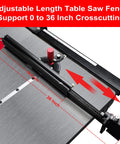 Adjustable Table Saw Fence with 36 Inch Crosscutting Scale, part of Table Saw Miter Gauge With Micro Adjustable Flip Stop And Extendable Fence For Quick Angle Stops And Pro Grade Precision Crosscuts Miter Cuts Fits Three Eighths By Three Quarters Inch T Slot On Woodworking Tables Bandsaw And Router Table.
