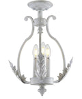 Antique White 12.2 Inch 3 Light Iron Semi Flush Mount Ceiling Fixture With Candle Style Design For Cozy Hallway Entryway And Bedroom