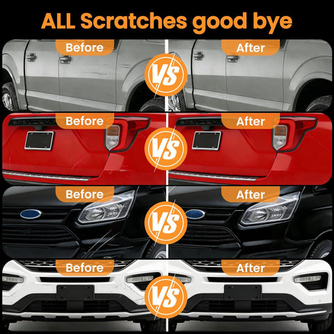 Comparison of car panels before and after using Tesla Model Y Model 3 Model X Model S Touch Up Paint Kit 2 in 1 Car Scratch Remover Pen