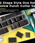 All-In-One 55-Piece Hollow Punch Cutter Tool Kit with cutting pad, hammer, craft knife, and case for leather crafting and DIY projects.
