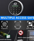 Fingerprint Safe Box For Home Security Grab And Go Quick Access Safe showing multiple access options including keypad and fingerprint