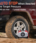 Vortex S6 Beast Cordless Tire Inflator Air Compressor inflating off-road vehicle tire in sandy terrain at 328 psi