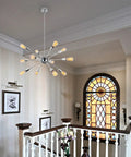 12 Light Mid Century Sputnik Chandelier In Chrome Finish Modern Ceiling Light Fixture With Industrial Vintage Pendant Lighting