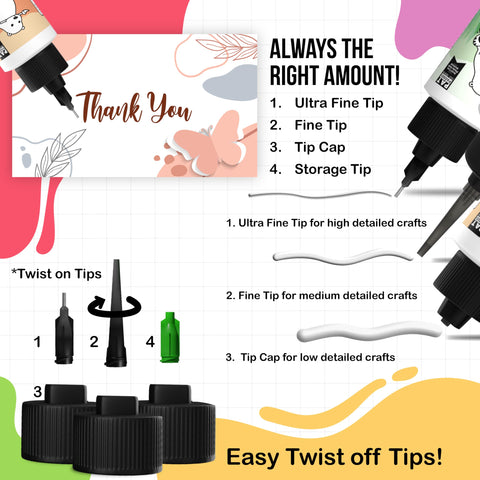 Twist-off tips for Mini Precision Craft Glue With Tip Kit For Fine Paper Crafting Scrapbooking And Card Making Its Go To Adhesive