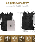 Lightweight Hydration Backpack With 2L Or 3L Water Bladder For Cycling, Hiking, Rave And Day Trips, size comparison with tablet