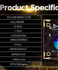 16MP USB Camera Module With 170 Degree Fisheye Lens For Raspberry Pi And PC, IMX298 Sensor, product specifications table