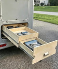 Full Extension Side Mount Drawer Slides With Double Row Ball Bearing Metal Runners For Dressers And Kitchen Cabinets 28 Inch locking drawers in camper with kitchen supplies.