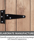 4 Inch T Shaped Stainless Steel Hinge Set, 6 Pack installed on wooden door showing black finish and screws