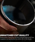 Close-up of a hand holding a metal pipe, cut with a Beefed Up 15 Inch Metal Cutting Chop Saw With 3500 Plus Cuts Using EVOMAX 14 Inch Steel Blade